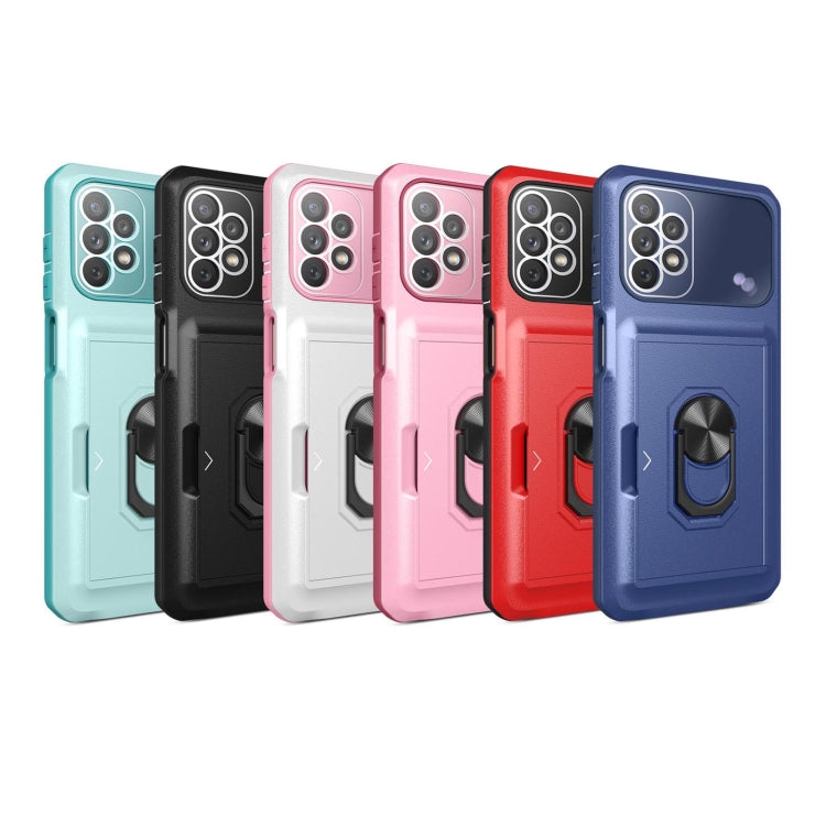 For Samsung Galaxy A32 5G Card Ring Holder PC + TPU Phone Case