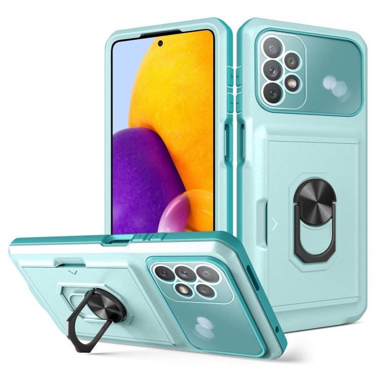 For Samsung Galaxy A72 4G / 5G Card Ring Holder PC + TPU Phone Case
