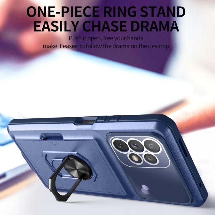 For Samsung Galaxy A73 5G Card Ring Holder PC + TPU Phone Case