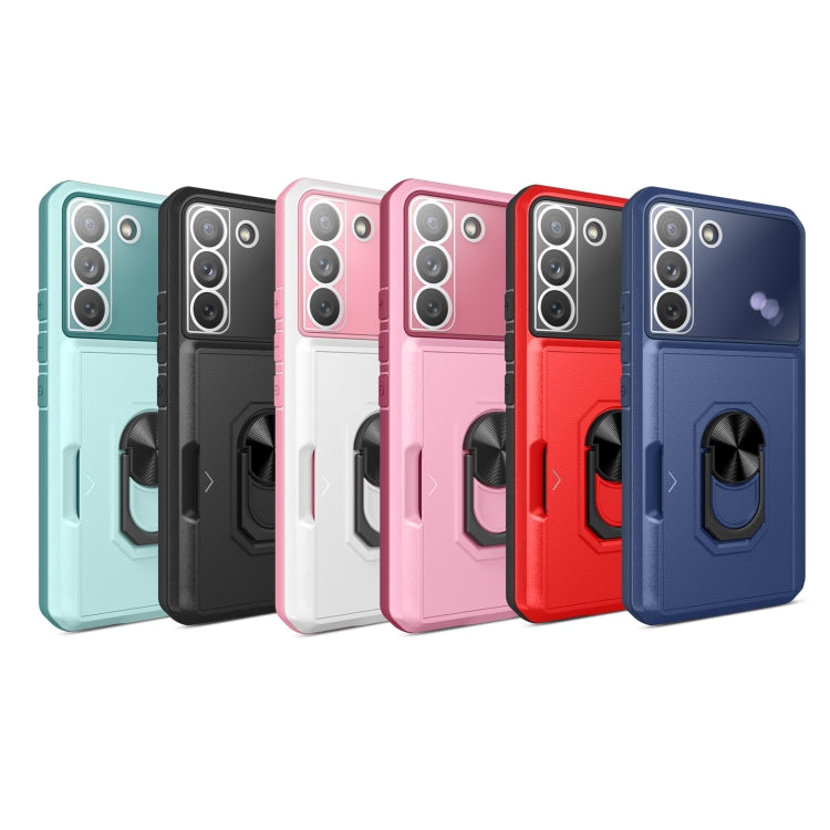 For Samsung Galaxy S22 5G Card Ring Holder PC + TPU Phone Case