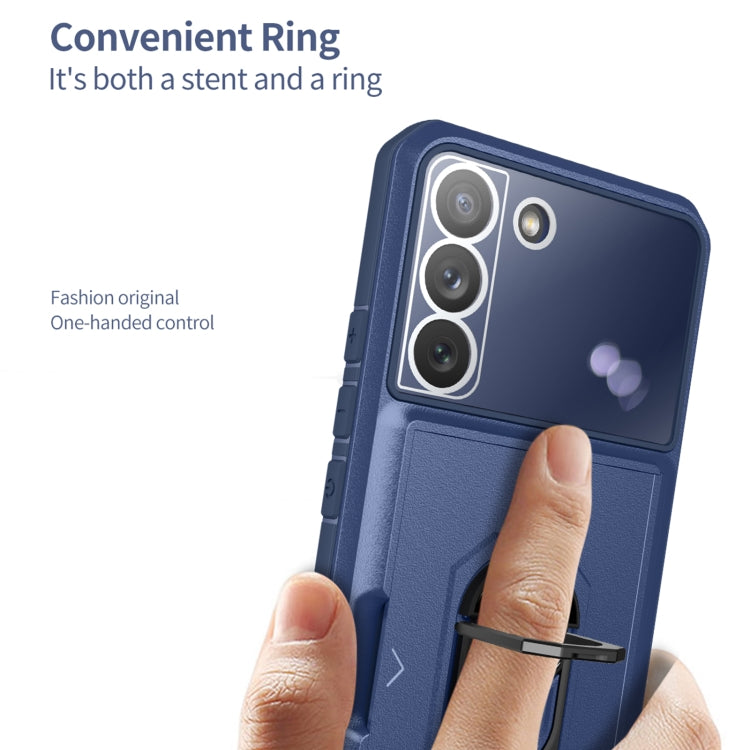 For Samsung Galaxy S22 5G Card Ring Holder PC + TPU Phone Case