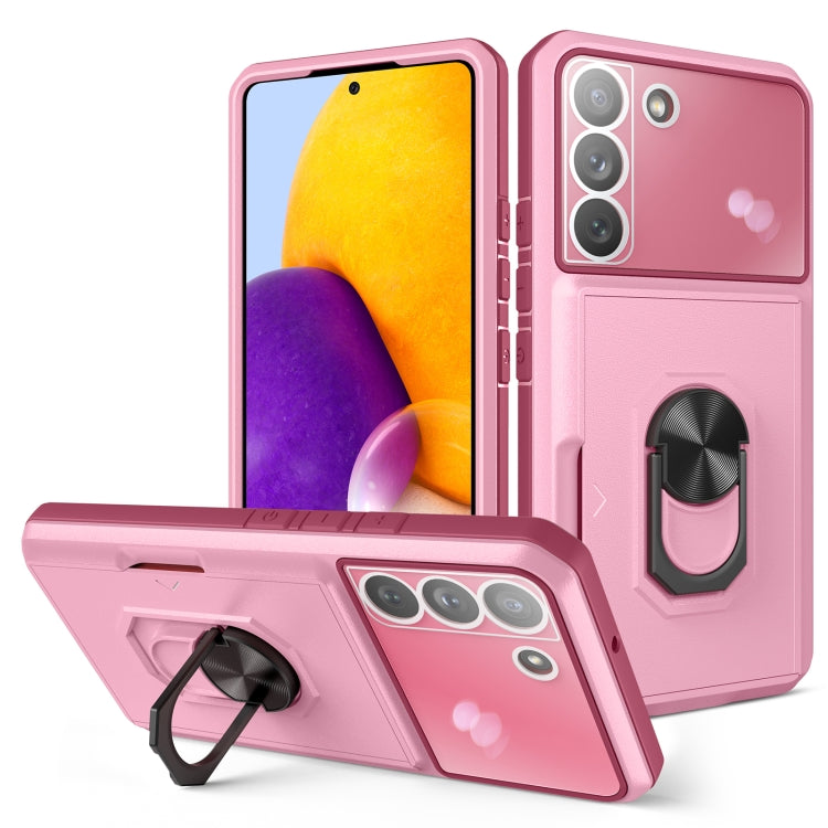 For Samsung Galaxy S22+ 5G Card Ring Holder PC + TPU Phone Case