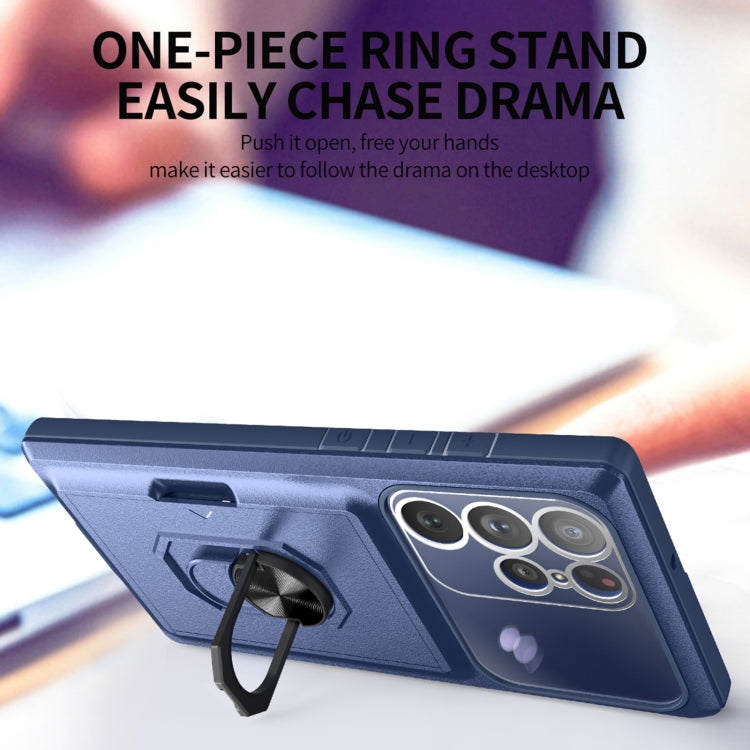 For Samsung Galaxy S22 Ultra 5G Card Ring Holder PC + TPU Phone Case