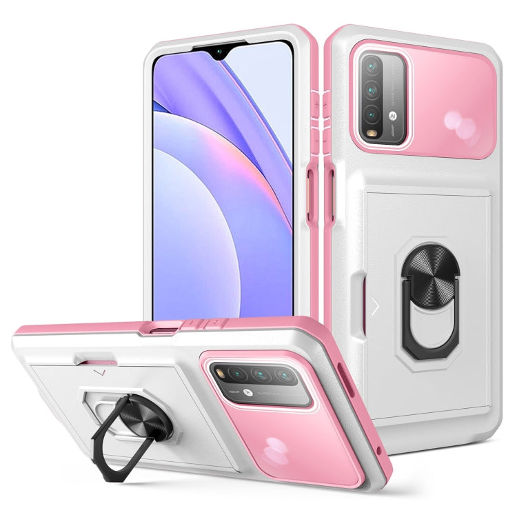 For Xiaomi Redmi Note 9 4G Card Ring Holder PC + TPU Phone Case