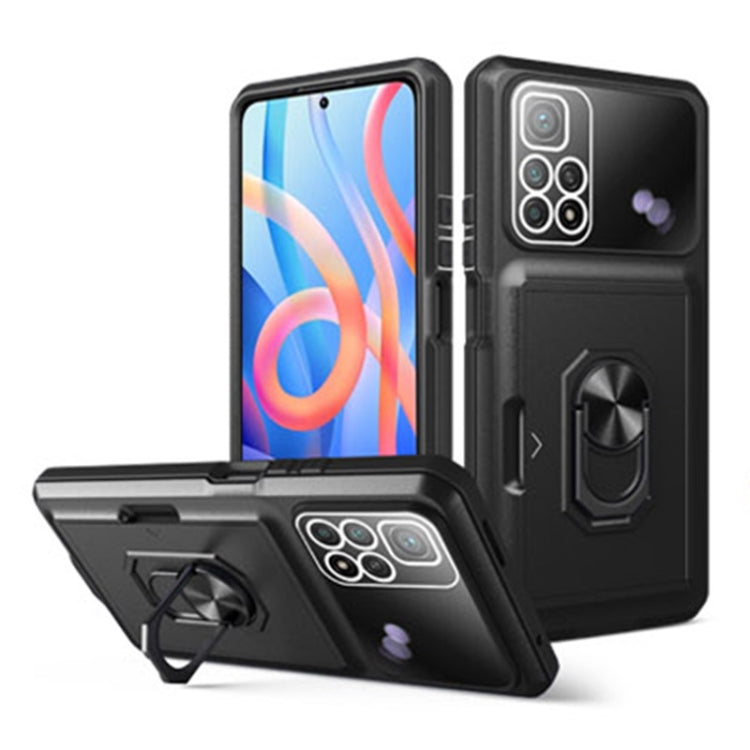 For Xiaomi Redmi Note 11 Pro Card Ring Holder PC + TPU Phone Case