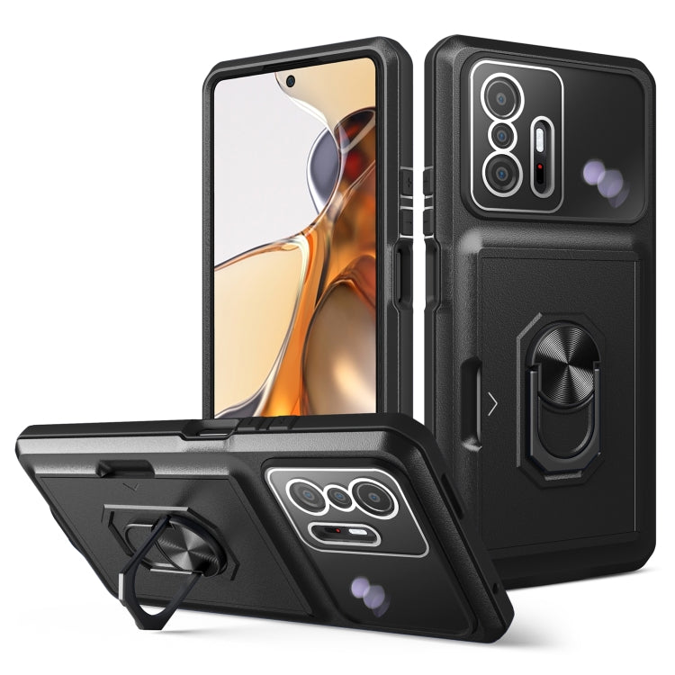 For Xiaomi Mi 11T / 11T Pro Card Ring Holder PC + TPU Phone Case