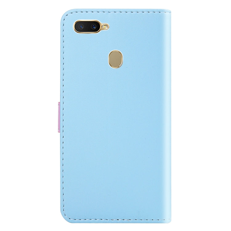 For OPPO A7 / A5s / A12 Tricolor Stitching Horizontal Flip Leather Phone Case