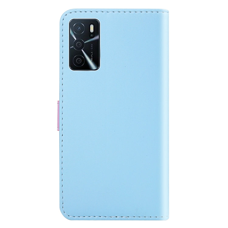 For OPPO A16 / A16s / A54s Tricolor Stitching Horizontal Flip Leather Phone Case