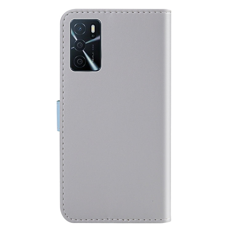 For OPPO A16 / A16s / A54s Tricolor Stitching Horizontal Flip Leather Phone Case