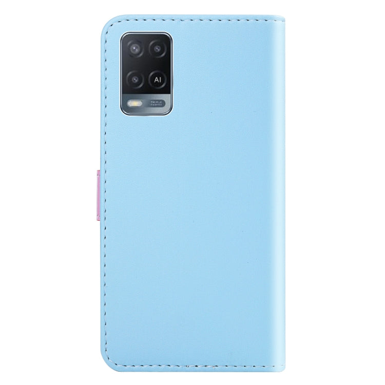 For OPPO A54 4G / A55 5G Tricolor Stitching Horizontal Flip Leather Phone Case