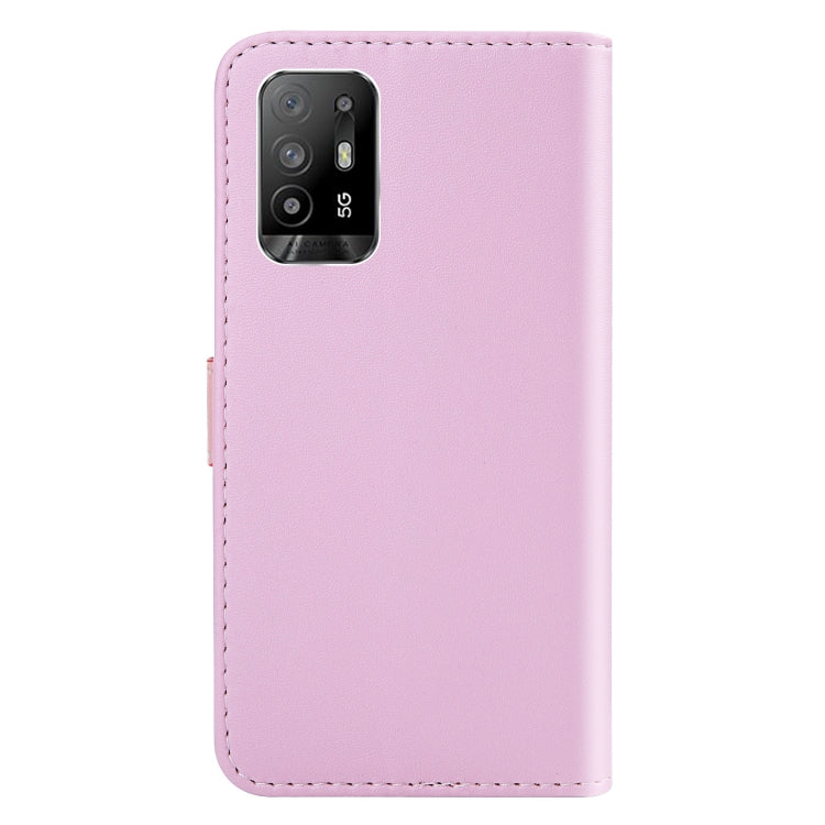 For OPPO A94 5G / F19 Pro+ 5G / Reno5 Z 5G Tricolor Stitching Horizontal Flip Leather Phone Case
