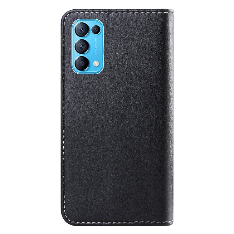 For OPPO Reno5 5G Tricolor Stitching Horizontal Flip Leather Phone Case