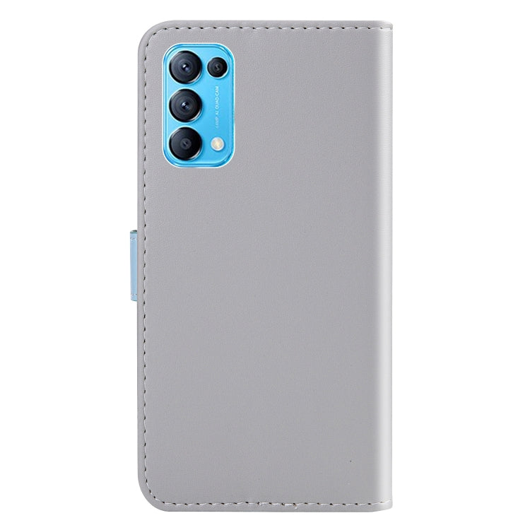 For OPPO Reno5 5G Tricolor Stitching Horizontal Flip Leather Phone Case