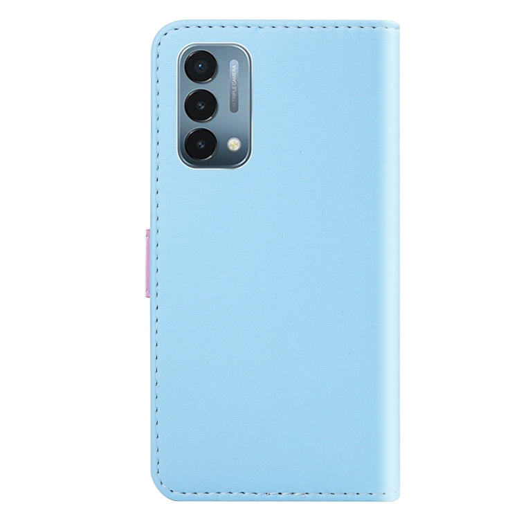 For OnePlus Nord N200 5G Tricolor Stitching Horizontal Flip Leather Phone Case