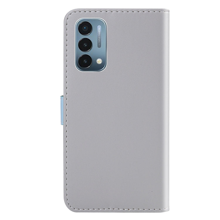 For OnePlus Nord N200 5G Tricolor Stitching Horizontal Flip Leather Phone Case