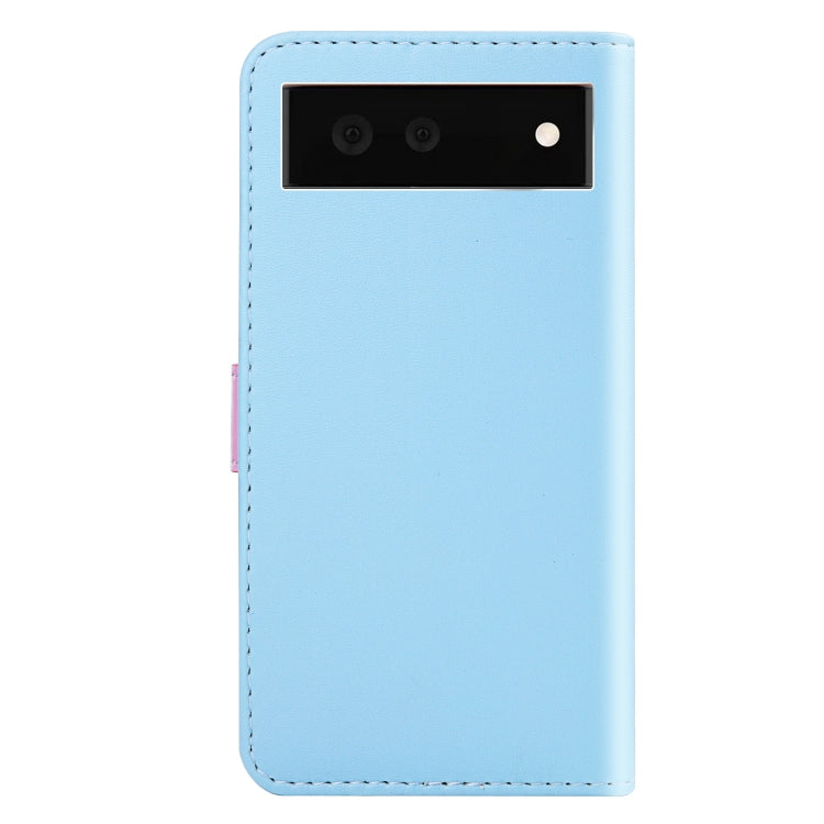 For Google Pixel 6 Tricolor Stitching Horizontal Flip Leather Phone Case