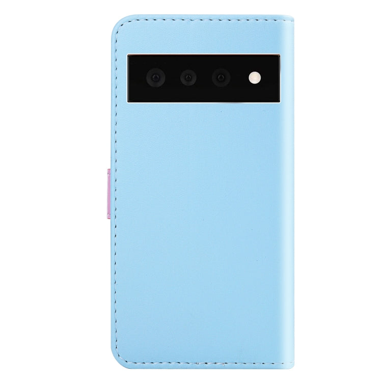 For Google Pixel 6 Pro Tricolor Stitching Horizontal Flip Leather Phone Case