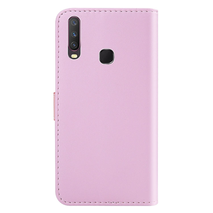 For vivo Y11 / Y15 / Y12 / Y17 Tricolor Stitching Horizontal Flip Leather Phone Case