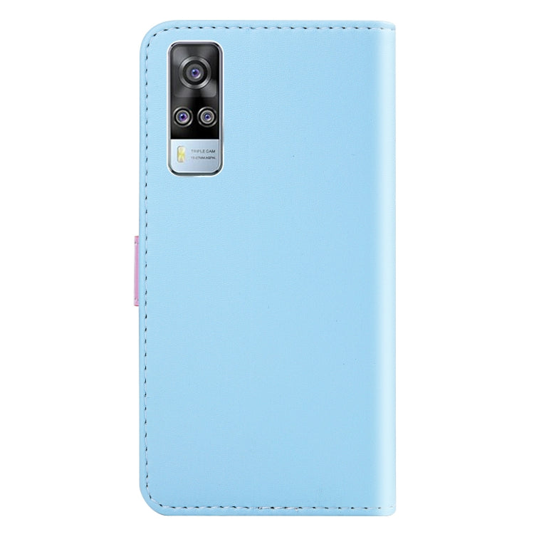 For vivo Y20 Tricolor Stitching Horizontal Flip Leather Phone Case