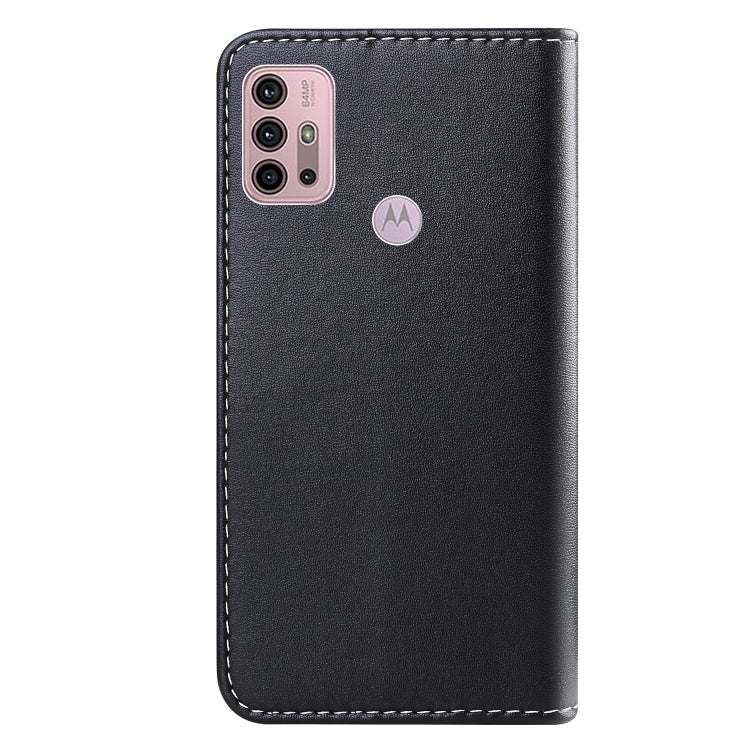 For Motorola Moto G30 Tricolor Stitching Horizontal Flip Leather Phone Case