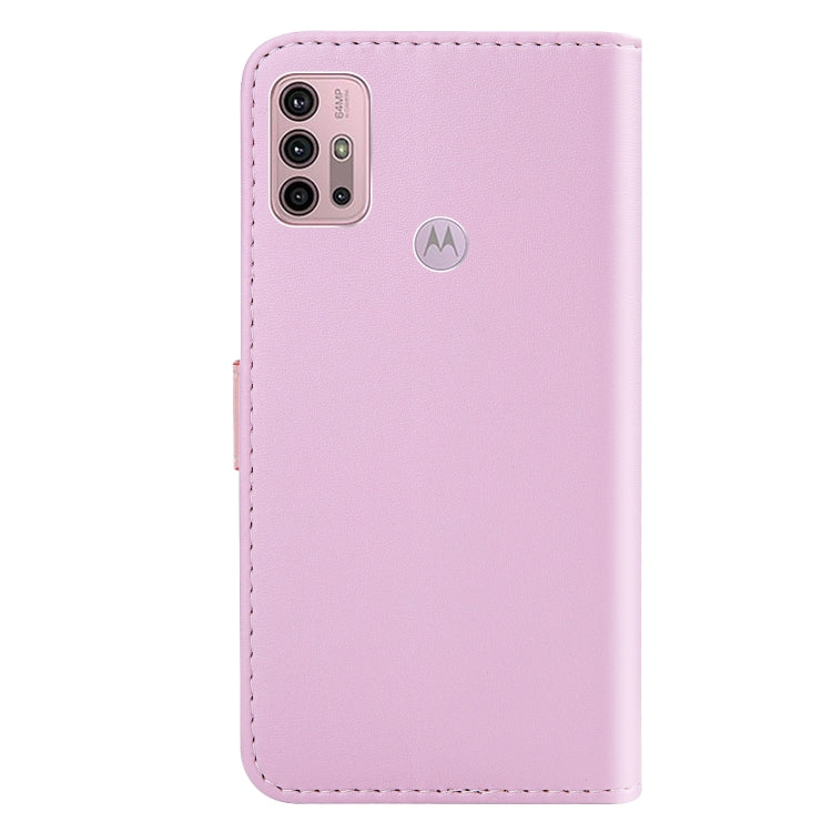 For Motorola Moto G30 Tricolor Stitching Horizontal Flip Leather Phone Case