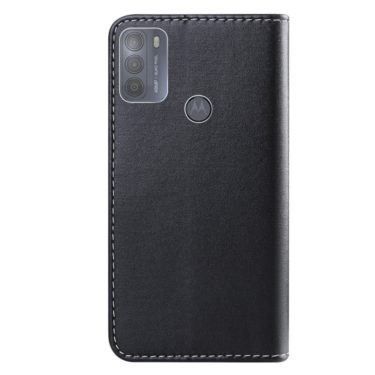 For Motorola Moto G50 Tricolor Stitching Horizontal Flip Leather Phone Case
