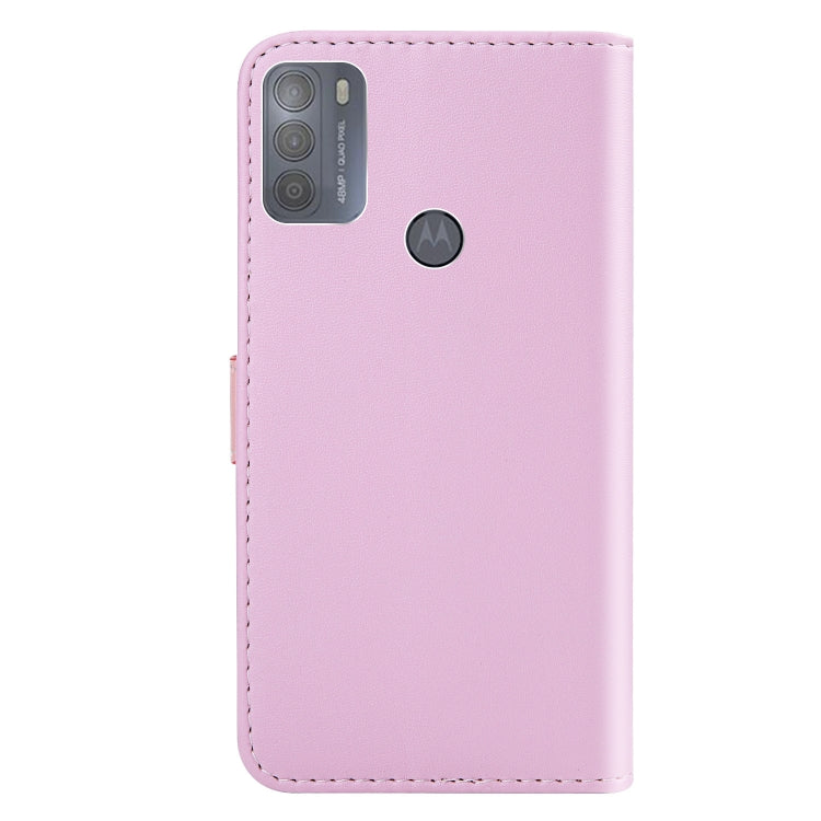 For Motorola Moto G50 Tricolor Stitching Horizontal Flip Leather Phone Case