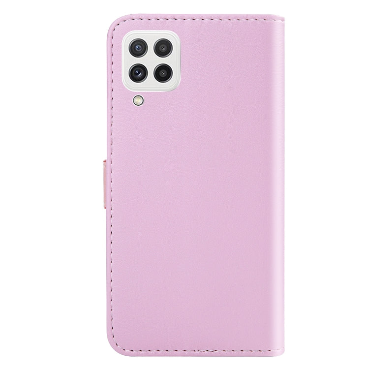 For Samsung Galaxy A22 4G Tricolor Stitching Horizontal Flip Leather Phone Case
