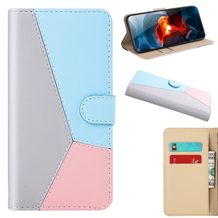 For Samsung Galaxy A22 4G Tricolor Stitching Horizontal Flip Leather Phone Case