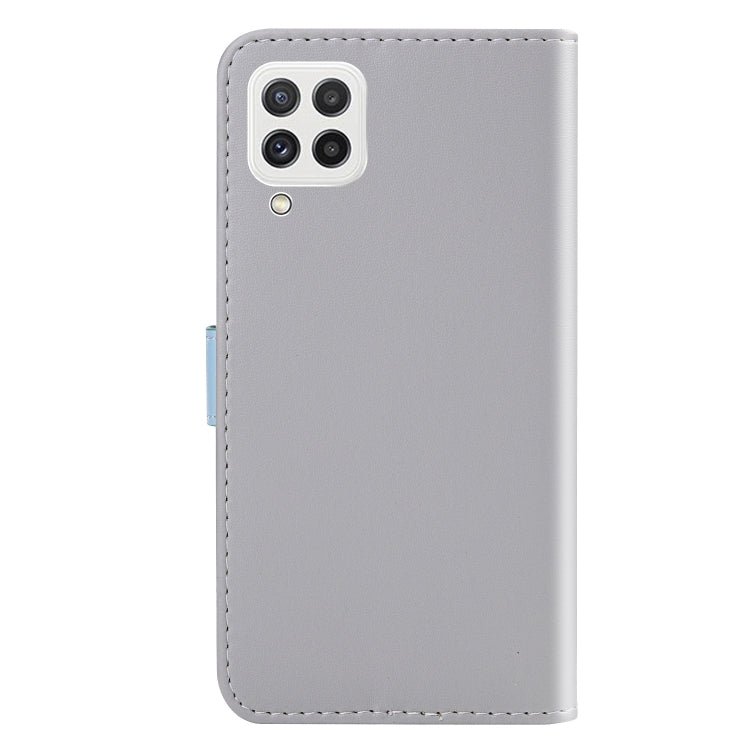 For Samsung Galaxy A22 4G Tricolor Stitching Horizontal Flip Leather Phone Case