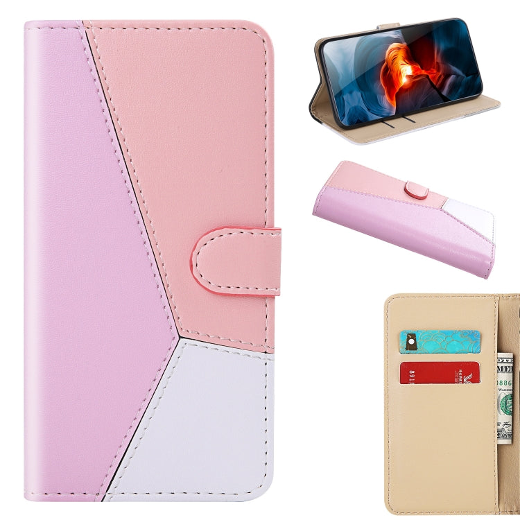 For Samsung Galaxy A22 5G Tricolor Stitching Horizontal Flip Leather Phone Case