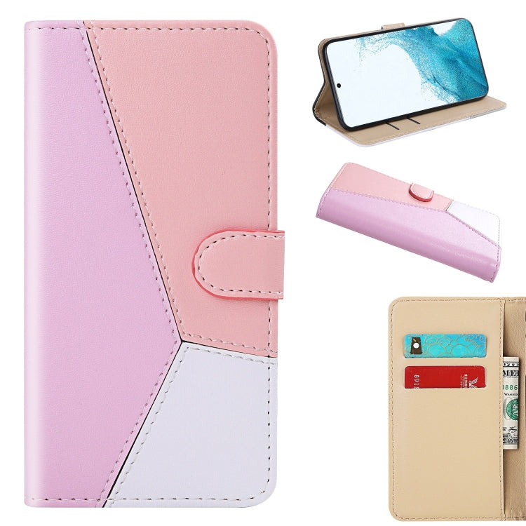 For Samsung Galaxy S22 5G Tricolor Stitching Horizontal Flip Leather Phone Case