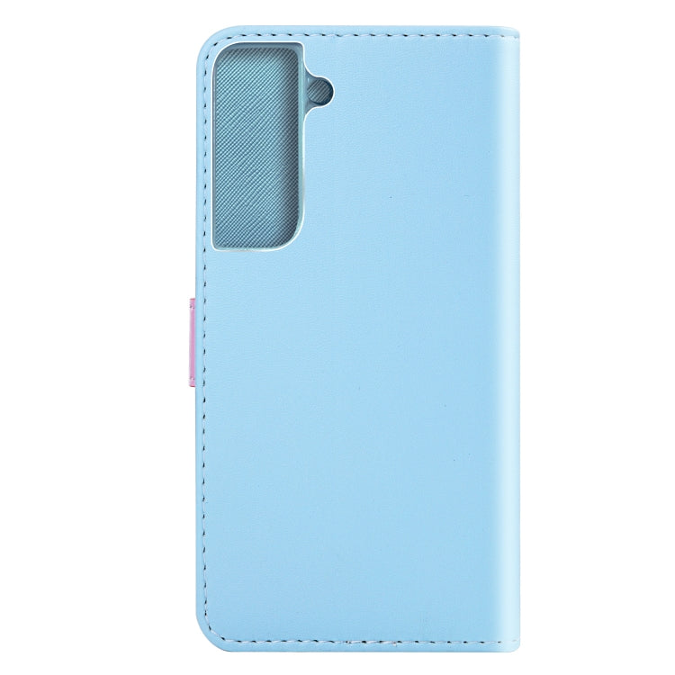 For Samsung Galaxy S22+ 5G Tricolor Stitching Horizontal Flip Leather Phone Case