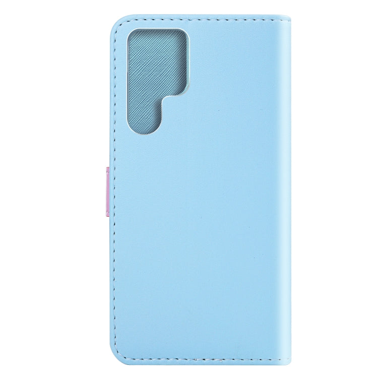 For Samsung Galaxy S22 Ultra 5G Tricolor Stitching Horizontal Flip Leather Phone Case
