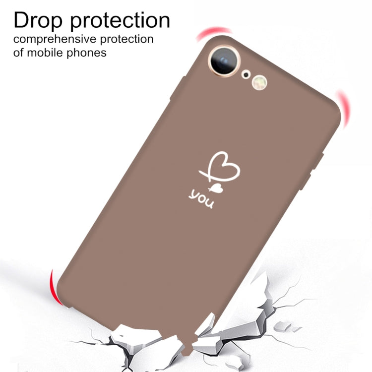 For iPhone SE 2022 / SE 2020 / 8 / 7 Love-heart Letter Pattern Colorful Frosted TPU Phone Protective Case