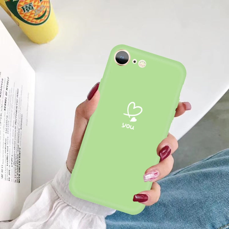 For iPhone SE 2022 / SE 2020 / 8 / 7 Love-heart Letter Pattern Colorful Frosted TPU Phone Protective Case