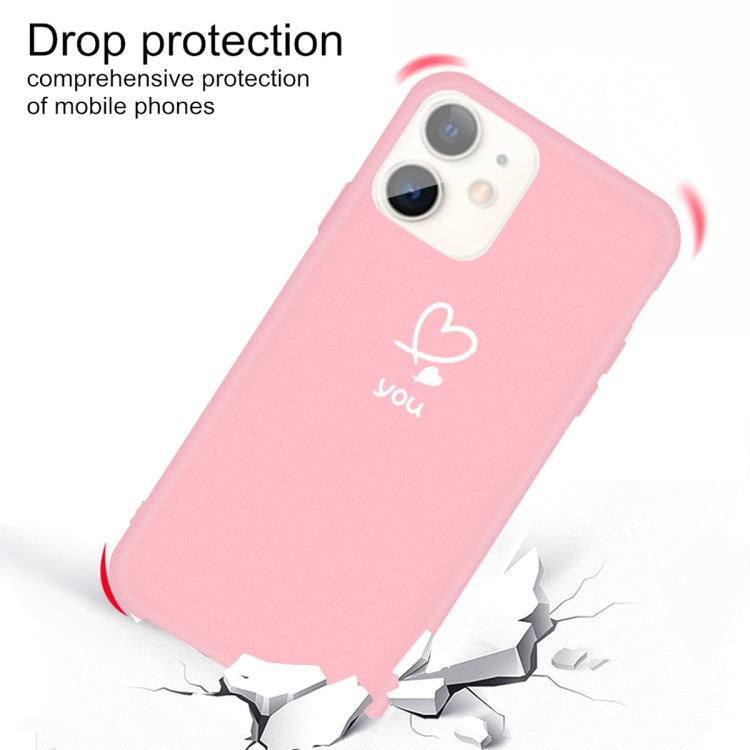 For iPhone 11 Love-heart Letter Pattern Colorful Frosted TPU Phone Protective Case