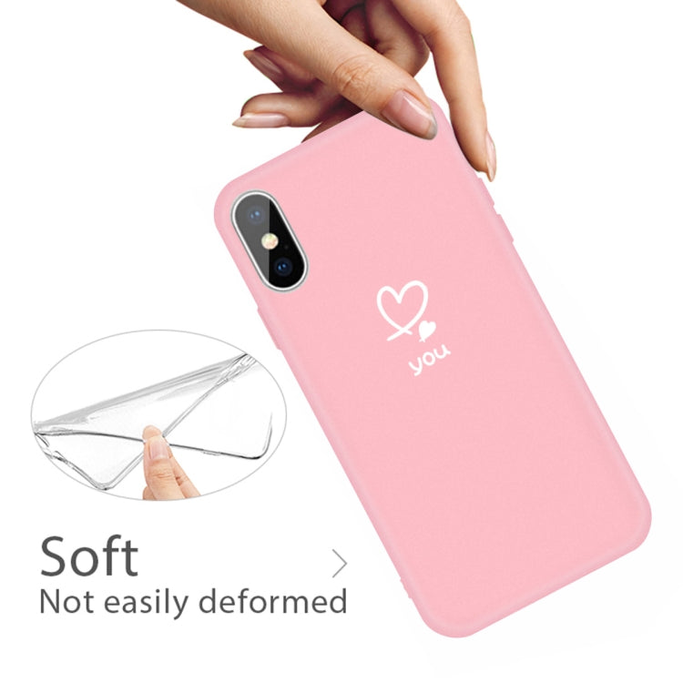 For iPhone X / XS Love-heart Letter Pattern Colorful Frosted TPU Phone Protective Case