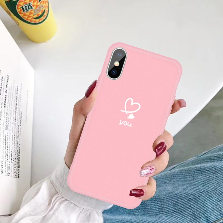 For iPhone X / XS Love-heart Letter Pattern Colorful Frosted TPU Phone Protective Case