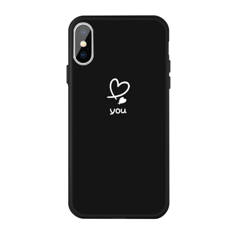 For iPhone X / XS Love-heart Letter Pattern Colorful Frosted TPU Phone Protective Case