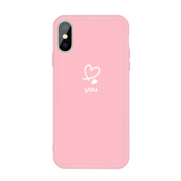 For iPhone XS Max Love-heart Letter Pattern Colorful Frosted TPU Phone Protective Case