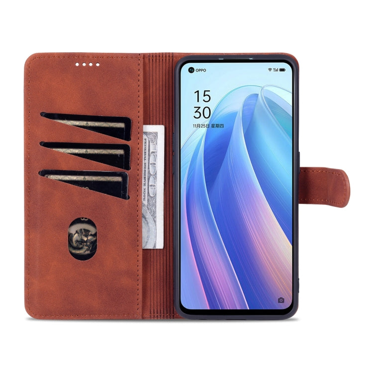 For OPPO Reno7 Global AZNS Skin Feel Calf Texture Flip Leather Phone Case