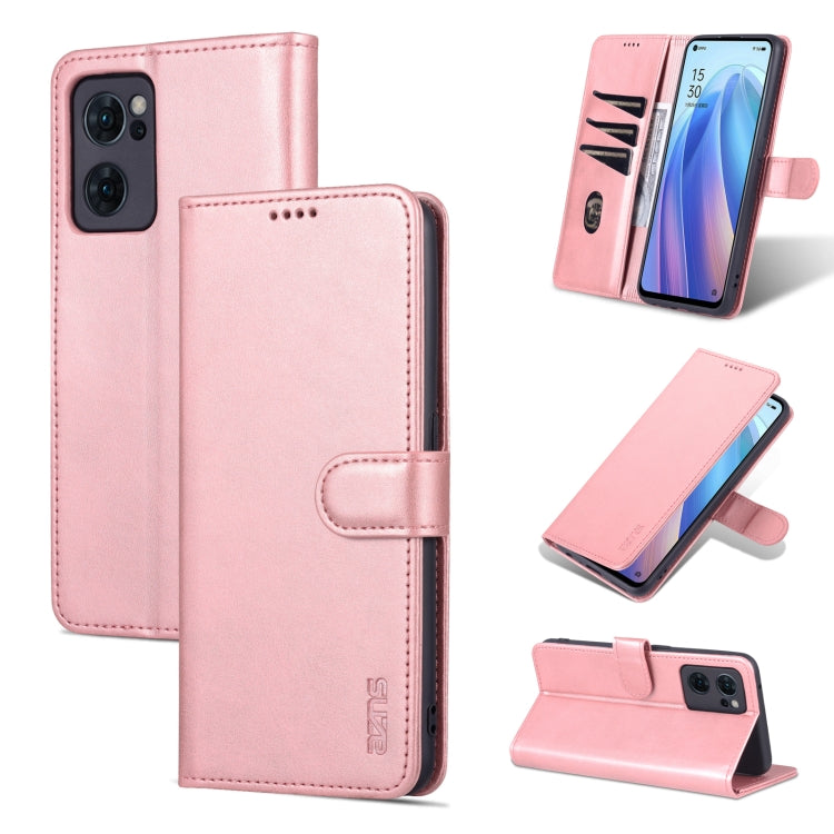 For OPPO Reno7 Global AZNS Skin Feel Calf Texture Flip Leather Phone Case
