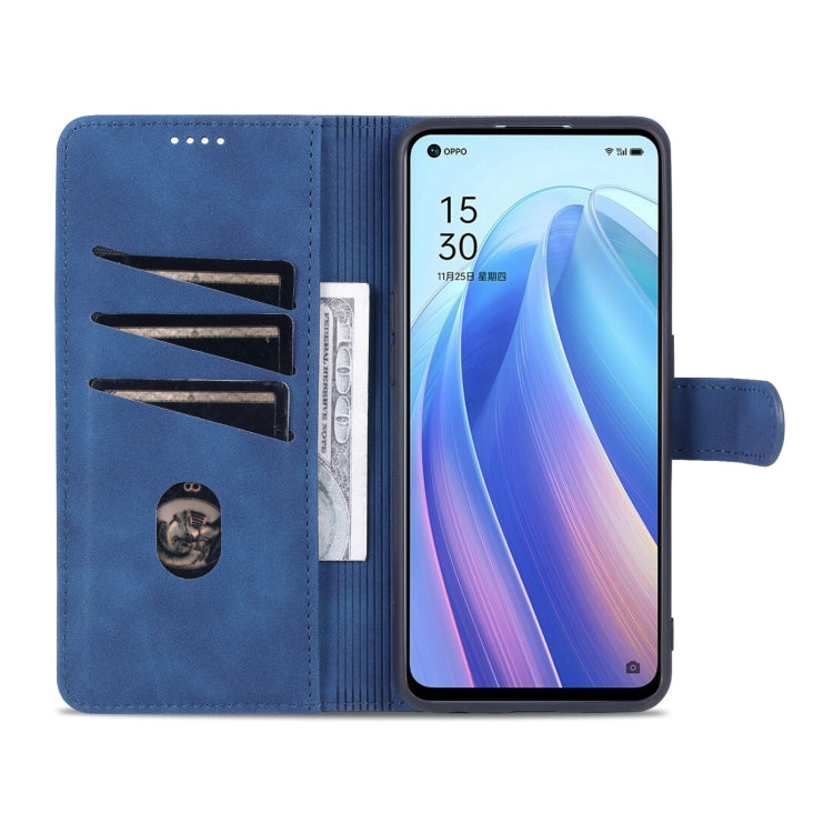 For OPPO Reno7 Global AZNS Skin Feel Calf Texture Flip Leather Phone Case