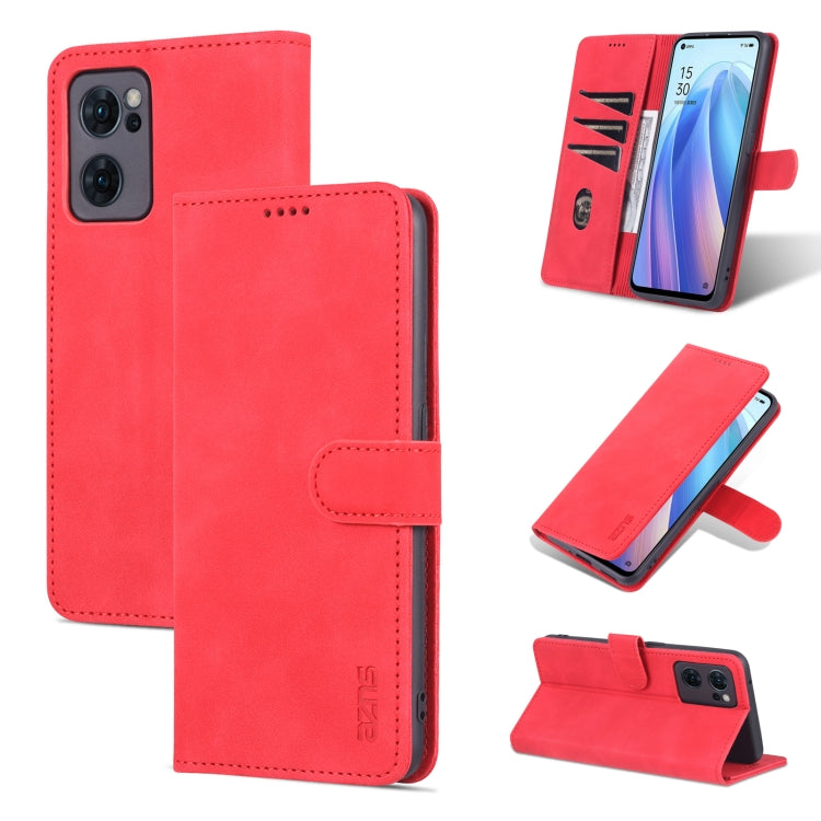 For OPPO Reno7 SE 5G AZNS Skin Feel Calf Texture Flip Leather Phone Case