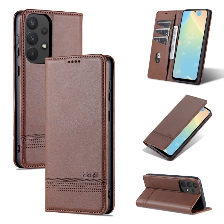 For Samsung Galaxy A73 5G AZNS Magnetic Calf Texture Flip Leather Phone Case