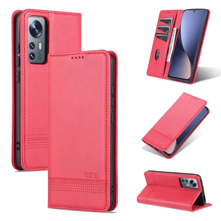 For Xiaomi 12 / 12X AZNS Magnetic Calf Texture Flip Leather Phone Case