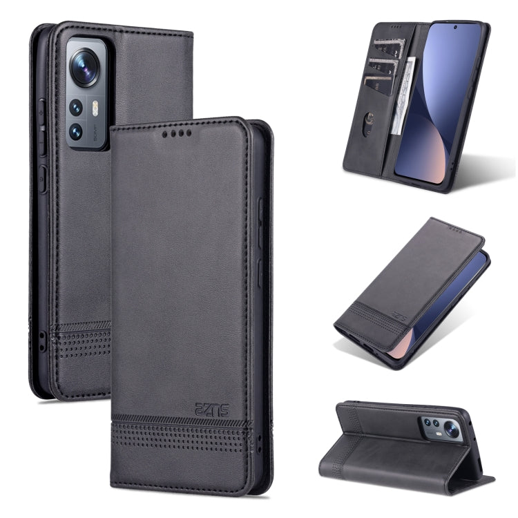 For Xiaomi 12 / 12X AZNS Magnetic Calf Texture Flip Leather Phone Case