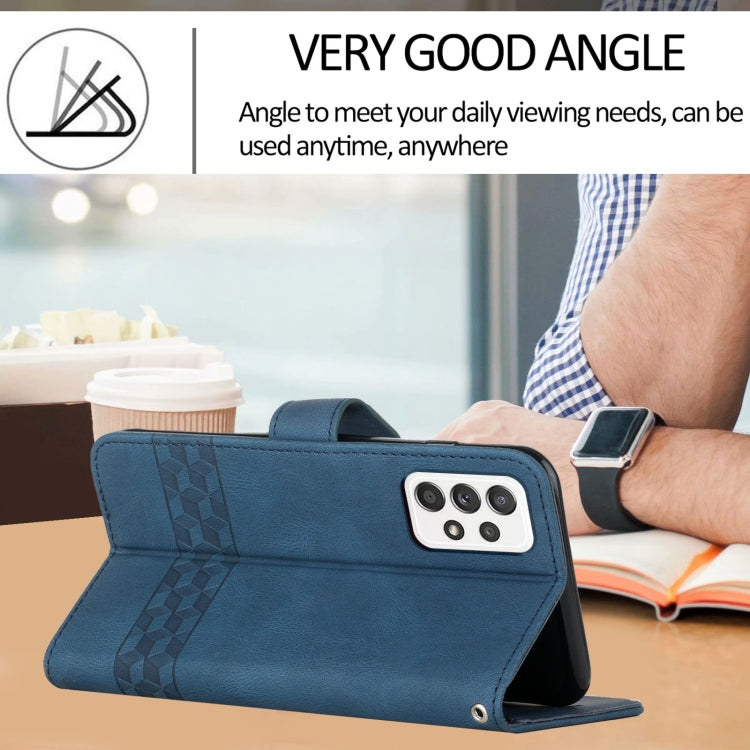 For Samsung Galaxy A33 5G Cubic Skin Feel Flip Leather Phone Case