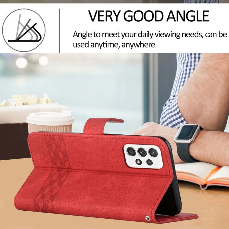 For Samsung Galaxy A33 5G Cubic Skin Feel Flip Leather Phone Case